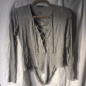 Black and white striped bodysuit
